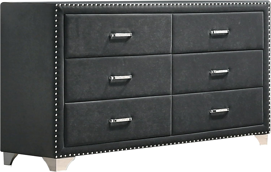 Coaster Home Furnishings Melody Modern Classic 60-inch 6-Drawer Bedroom Dresser Clothing Storage Cabinet Wide Chest of Drawers Organizer Unit Grey 223383