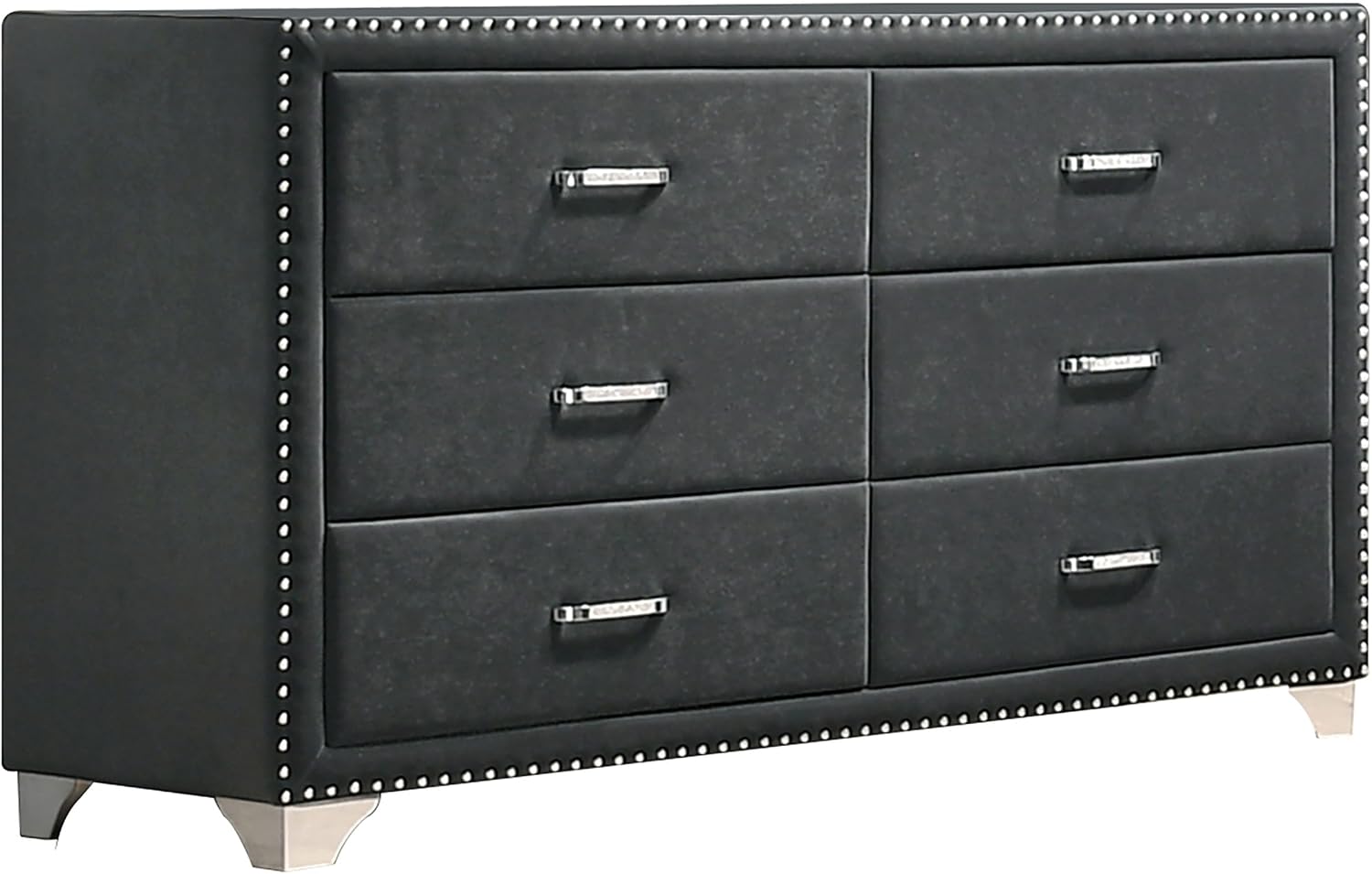 Coaster Home Furnishings Melody Modern Classic 60-inch 6-Drawer Bedroom Dresser Clothing Storage Cabinet Wide Chest of Drawers Organizer Unit Grey 223383