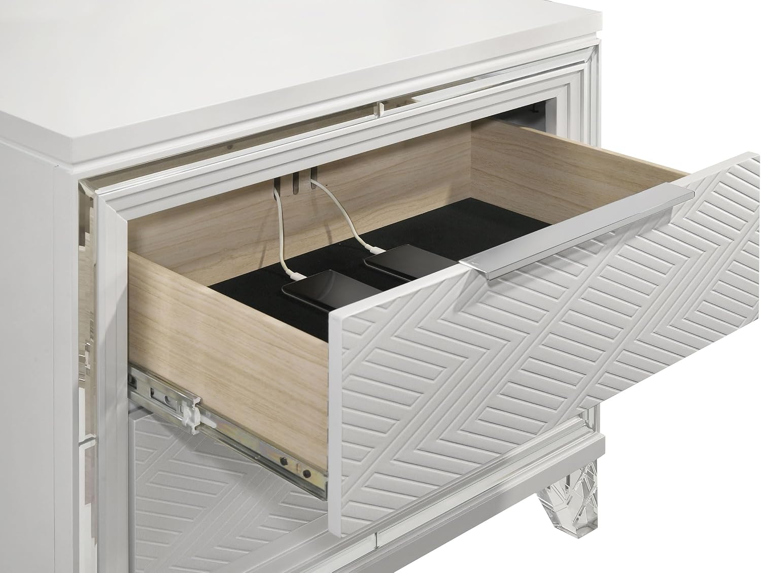 Coaster Home Furnishings Marmore Contemporary Wood 2-Drawer Bedroom Nightstand Bedside Table Organizer Unit White 224962