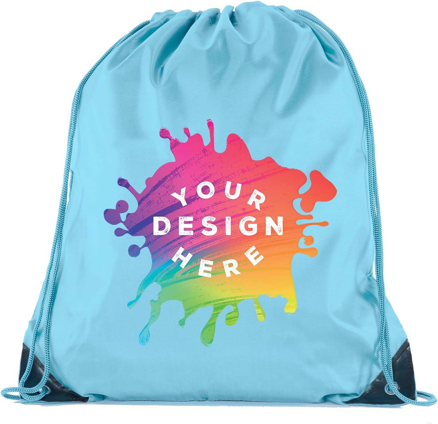 Mato & Hash Full Color Custom Bags With Your Logo | 100PK Promotional Drawstring Backpack - 100PK Baby Blue DTFCA2500