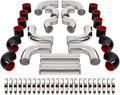 KUAFU 12 Pcs Universal 3' Aluminium Turbo Intercooler Piping & Silicone Coupler & Stainless Steel Clamp Kit Polished
