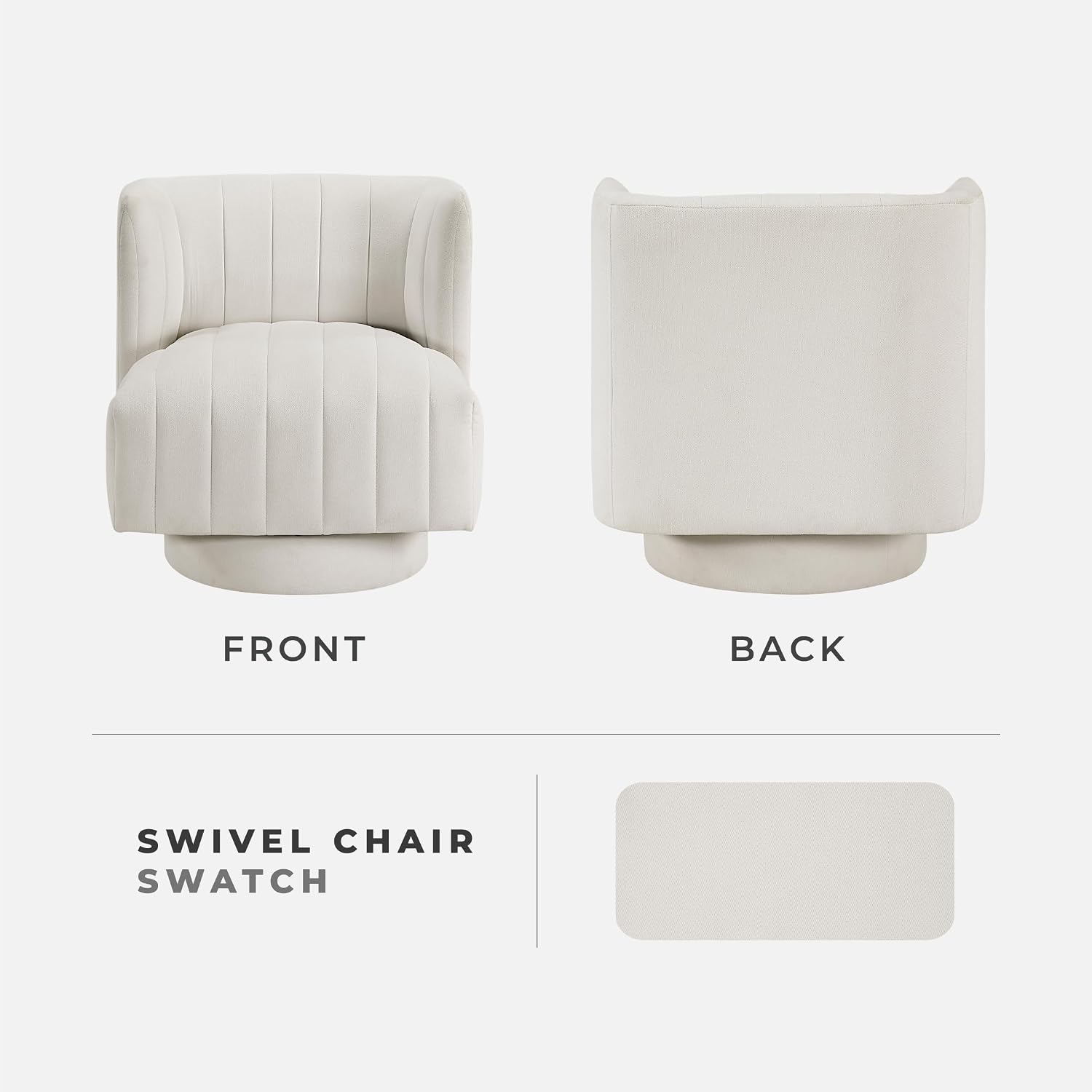 Lexicon Swivel Accent Chair, Textured Fabric Upholstered 360 Degree Swivel Barrel Chair with Channel Tufted, Comfort Seat, for Living Room, Bedroom, Office, Easy Assembly, Beige