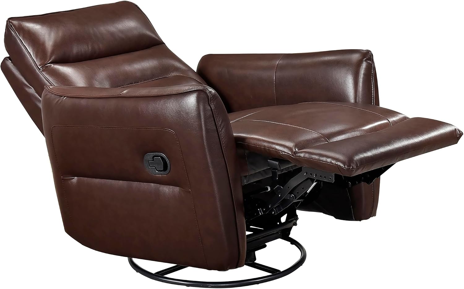Lexicon Swivel Glider Reclining Chair, Top Grain Leather Match Manual Recliner, Comfy Nursery Glider Recliner, Swivel Reclining Chair for Living Room/Office/Bedroom/Apartment, Brown