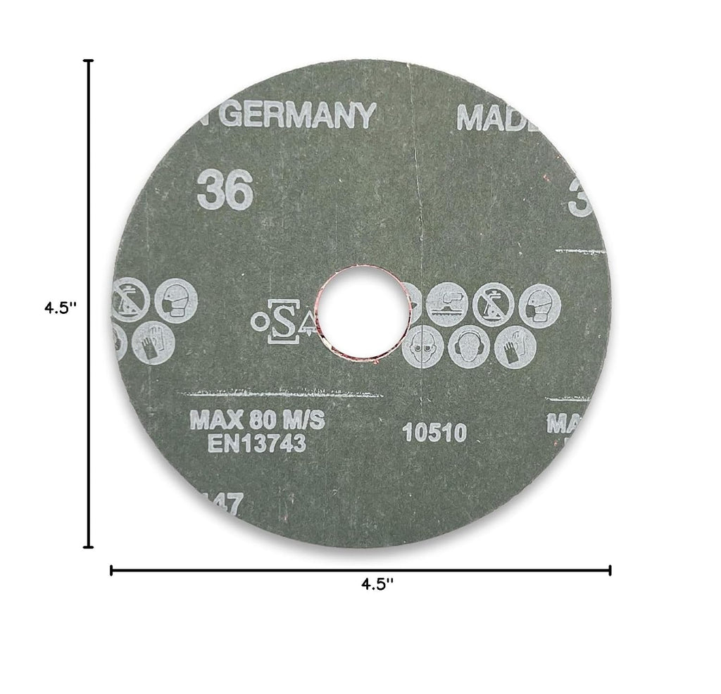 VSM 149539 Resin Fiber Disc, Red, Coarse Grade, Fiber Backing, Ceramic Plus, 20 Grit, 4-1/2' X 7/8' Arbor Hole, Pack of 50