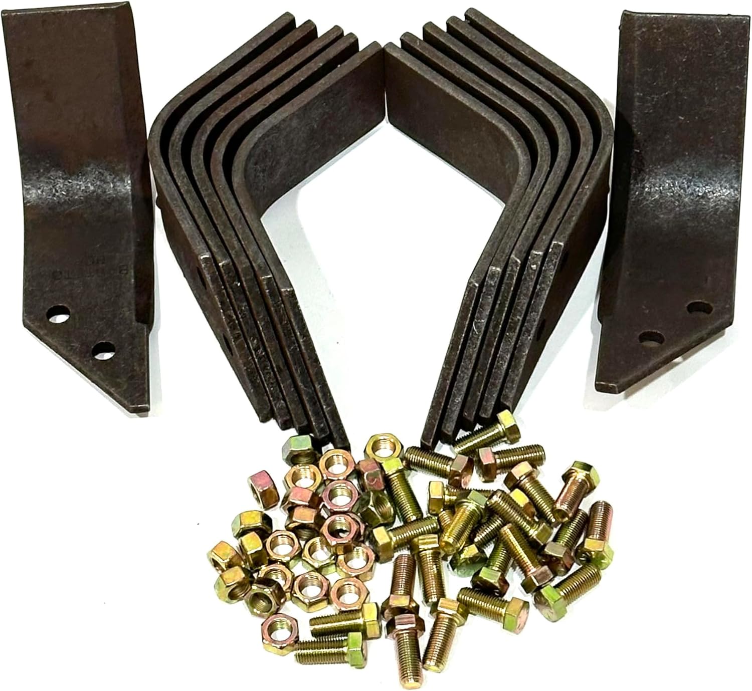 Genuine OEM Barreto Tiller Tine Set 03006-COMP for Old Model E918. E1320H, E1620B (Set of 12 with Nuts and Bolts) Be Sure to Match The Picture With Your Old Tine Before Placing Your Order.