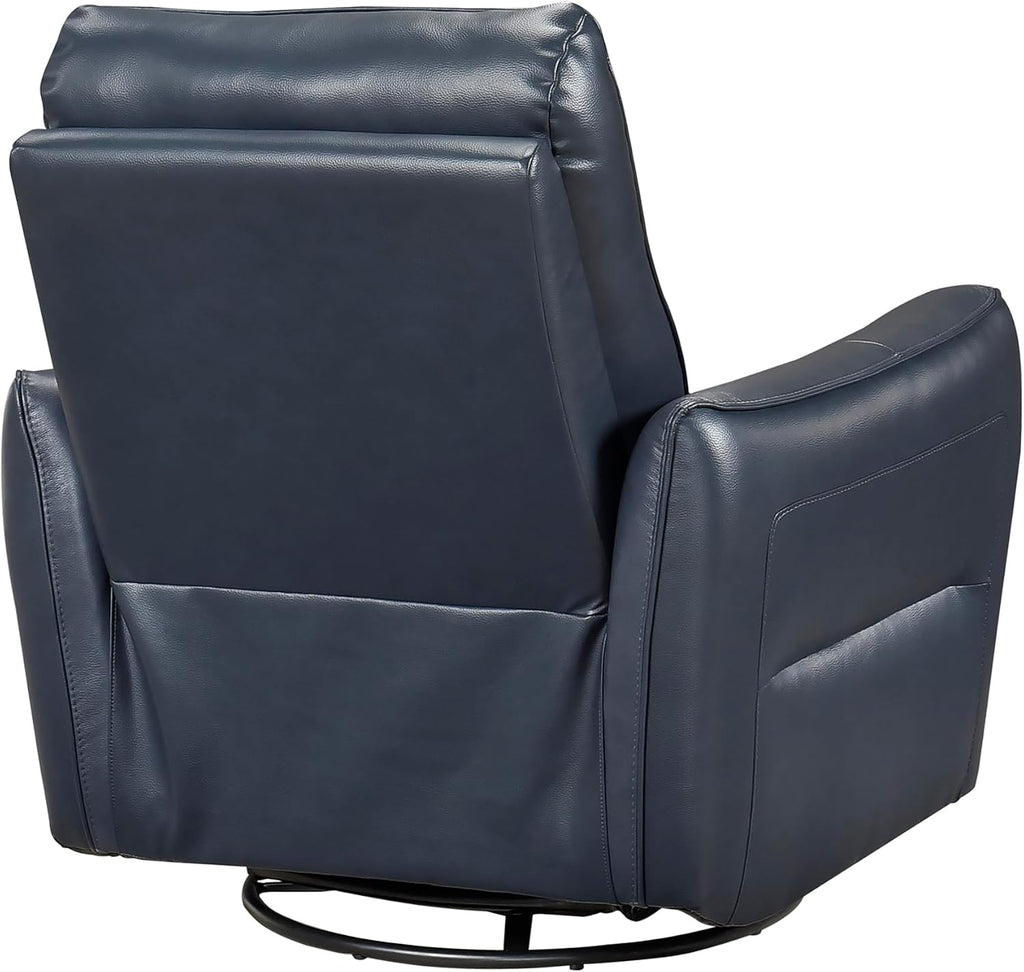 Lexicon Swivel Glider Reclining Chair, Top Grain Leather Match Manual Recliner, Comfy Nursery Glider Recliner, Swivel Reclining Chair for Living Room/Office/Bedroom/Apartment, Dark Blue