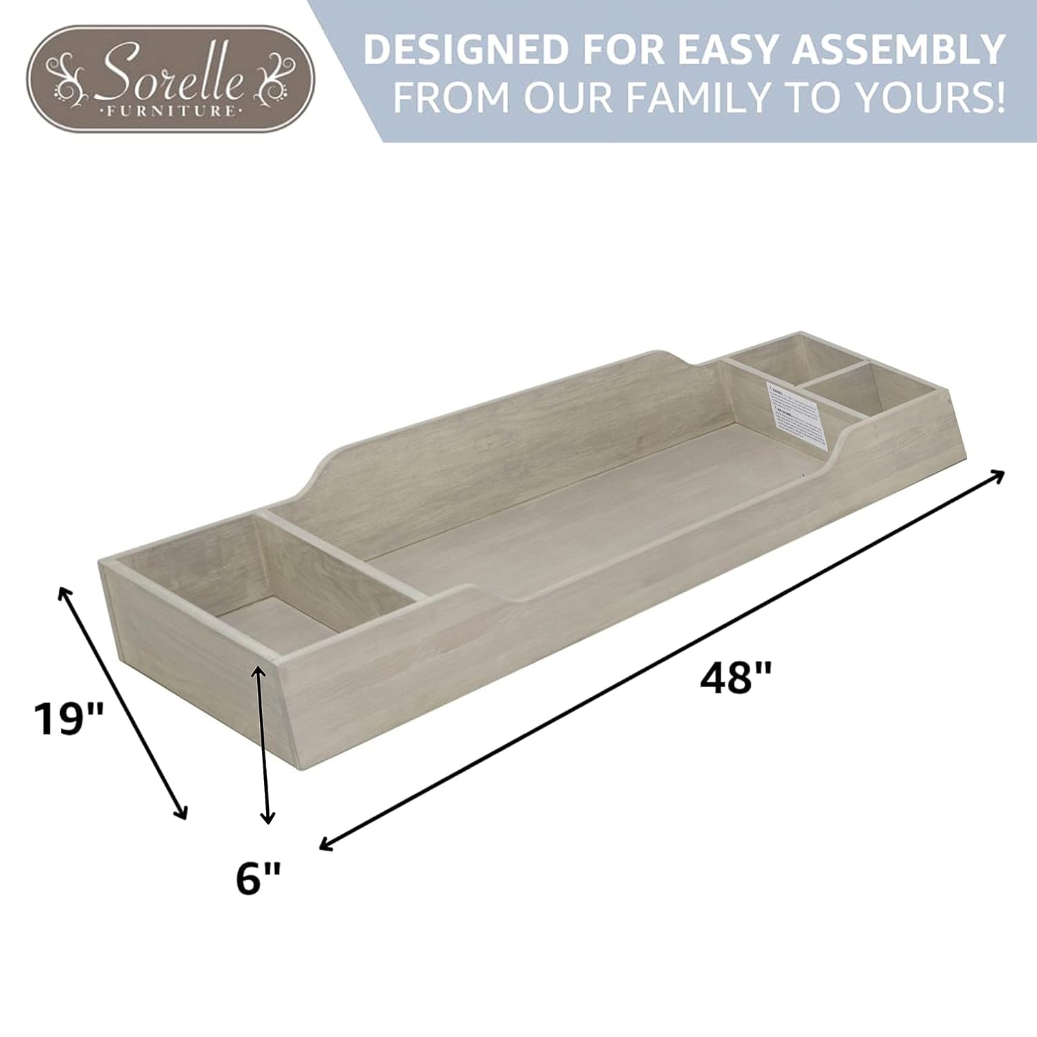 Sorelle Furniture Changing Table Topper for Dresser, Dressing and Diaper Changing Solution for Baby Dresser, Nursery Furniture-Heritage Fog