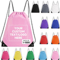 Custom Drawstring Bags With Logo, 500 Pack Personalized Text Drawstring Backpack Bulk Great for Travelling, Gym and for Everyday Use (Light Pink)