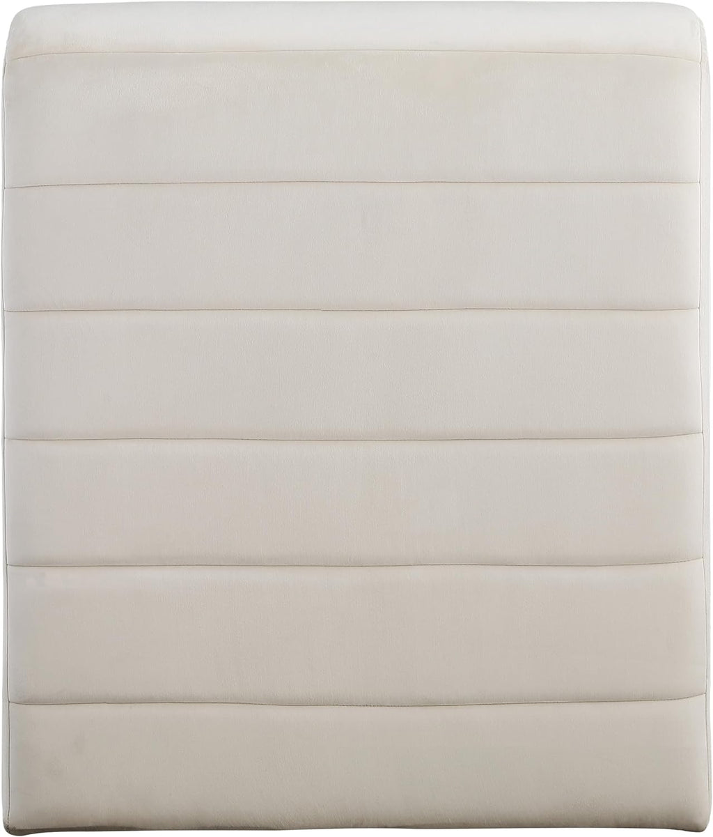 Meridian Furniture 403Cream Ivy Collection Modern | Contemporary Velvet Upholstered Accent Chair with Rich Cream Velvet, Channel Tufted Design, Curved Shape, 26.4' W x 37.4' D x 31.1' H, Cream
