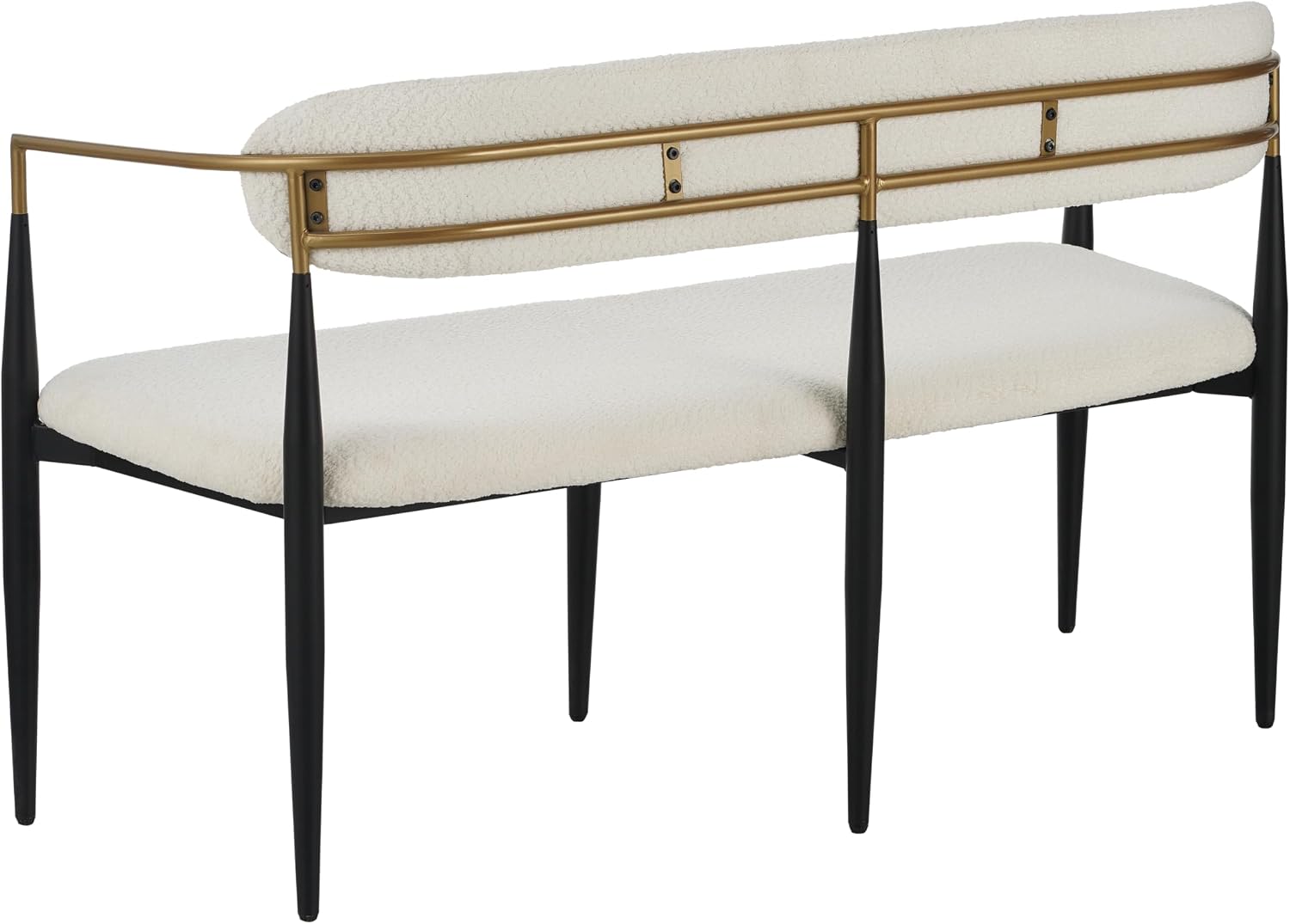 Christopher Knight Home Names Modern Metal Loveseat, Living Room Boucle Fabric Upholstered Settee, Curved Open Backrest 2-Seater Sofa, Cozy Couch for Bedroom/Apartment/Home Office, Black+ Gold + Beige