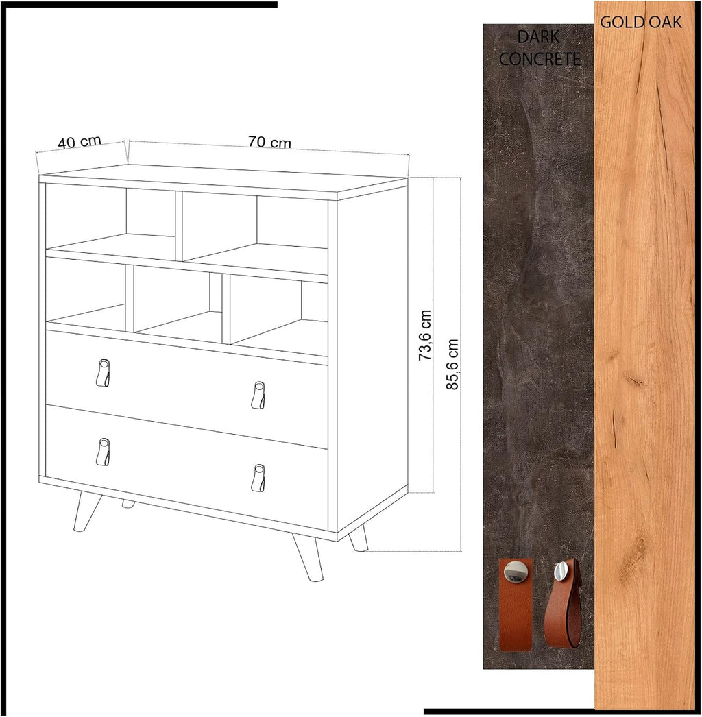 WELL HOME MOBILIARIO & DECORACIÓN WellHome Yukon Furniture Dark Oak with 100% Agglomerate Board in Melamine Rejected Black Brown
