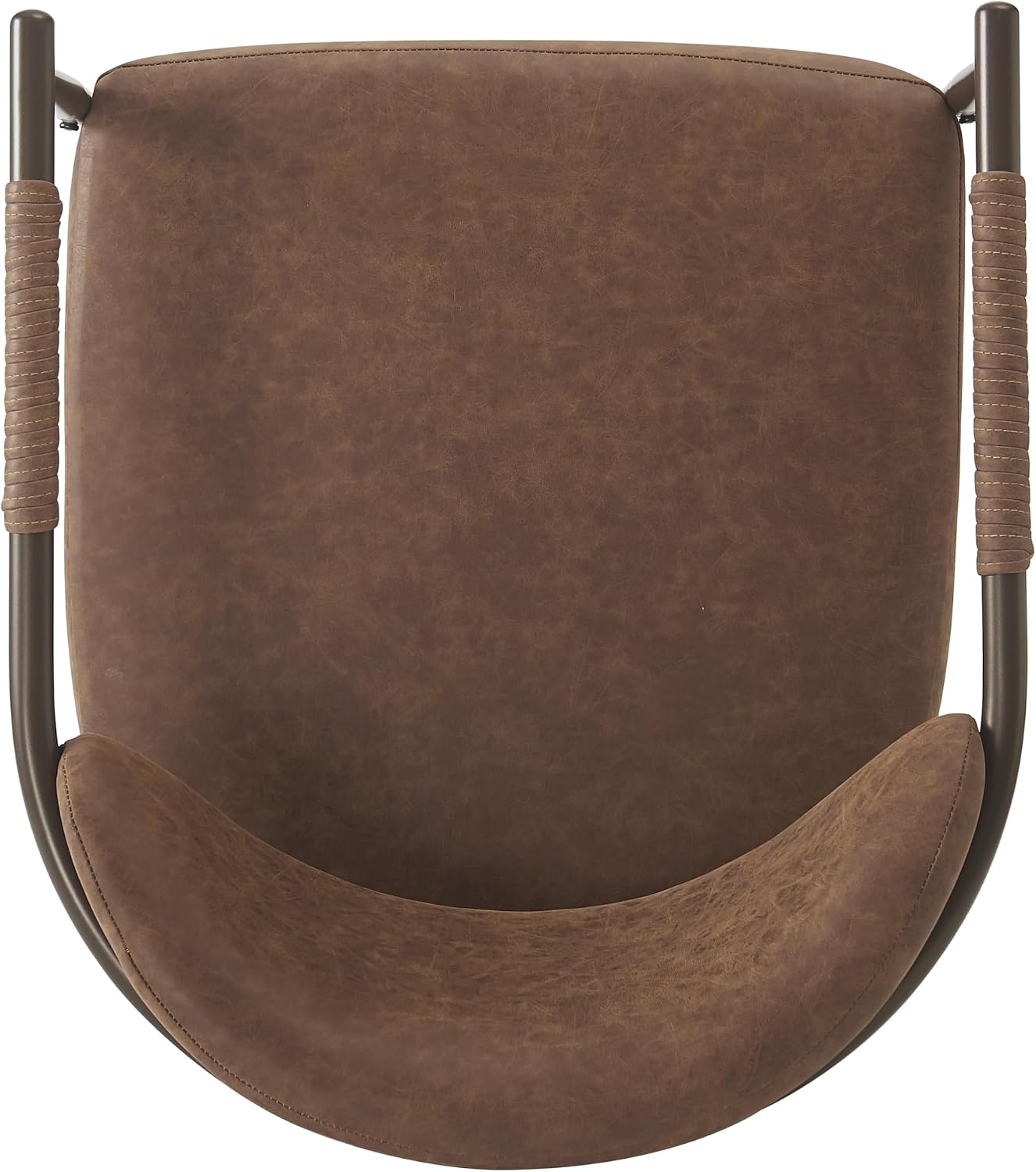 Christopher Knight Home Hyeok Modern Upholstered Dining Chairs Set of 2, Armchair Set with Metal Frame, Comfy Accent Chair with PU Leather Backrest/Seat Cushions for Kitchen/Dining Room, Brown