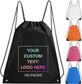 Fyore Custom Drawstring Bags with Logo, 10/50/100 Pack Bulk Personalized String Backpacks for Gym, Sports, Events, Travel, Daily Use, Business Activities