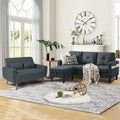 2 Piece Comfy Couch Set, 3 Seater & 2-Seater Sofa and Loveseat Set with Ottoman, Modern Sofa Sets for Living Room/Apartment/Office, Dark Grey
