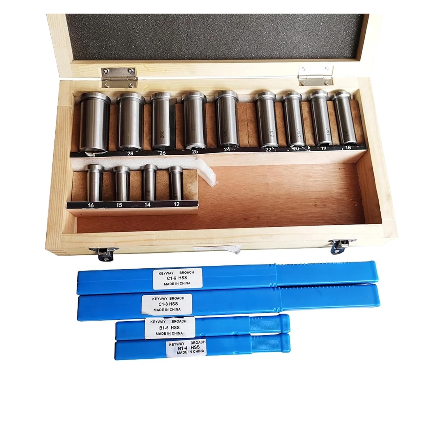 Keyway Broach, 22pcs Set Broaching Tool Bushing Shim Set, Metric System 12-30 Keyway Tool Knife for CNC Machine for Metalworking, Lathe