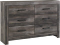 Signature Design by Ashley Wynnlow Rustic 6 Drawer Dresser, Weathered Gray