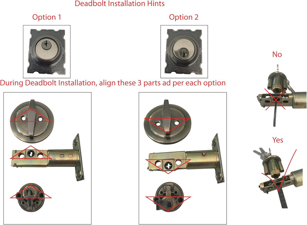 LOCKSET4U Single Reversal Front Door Hardware Set Luna, Heavy Duty Grip Entry Single Door Lock Set with Grip Handle and deadbolt, Antique Brass Finish