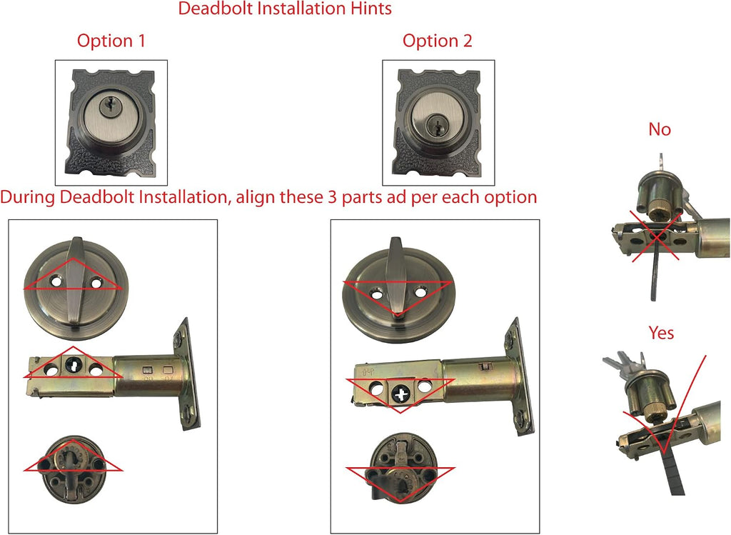 Zita_G Single Front Door Hardware Set, Heavy Duty Entry Door Lock Set with Exterior and Interior Grip Handles and deadbolt, Antique Brass.