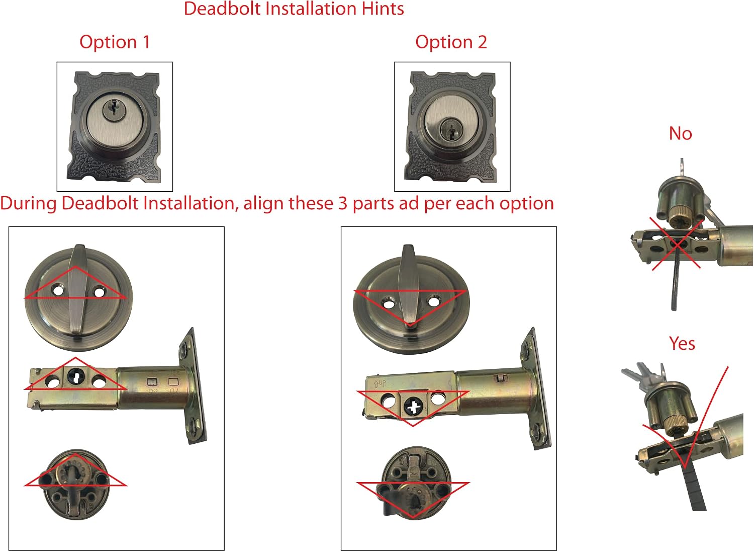 Zita_G Single Front Door Hardware Set, Heavy Duty Entry Door Lock Set with Exterior and Interior Grip Handles and deadbolt, Antique Brass.