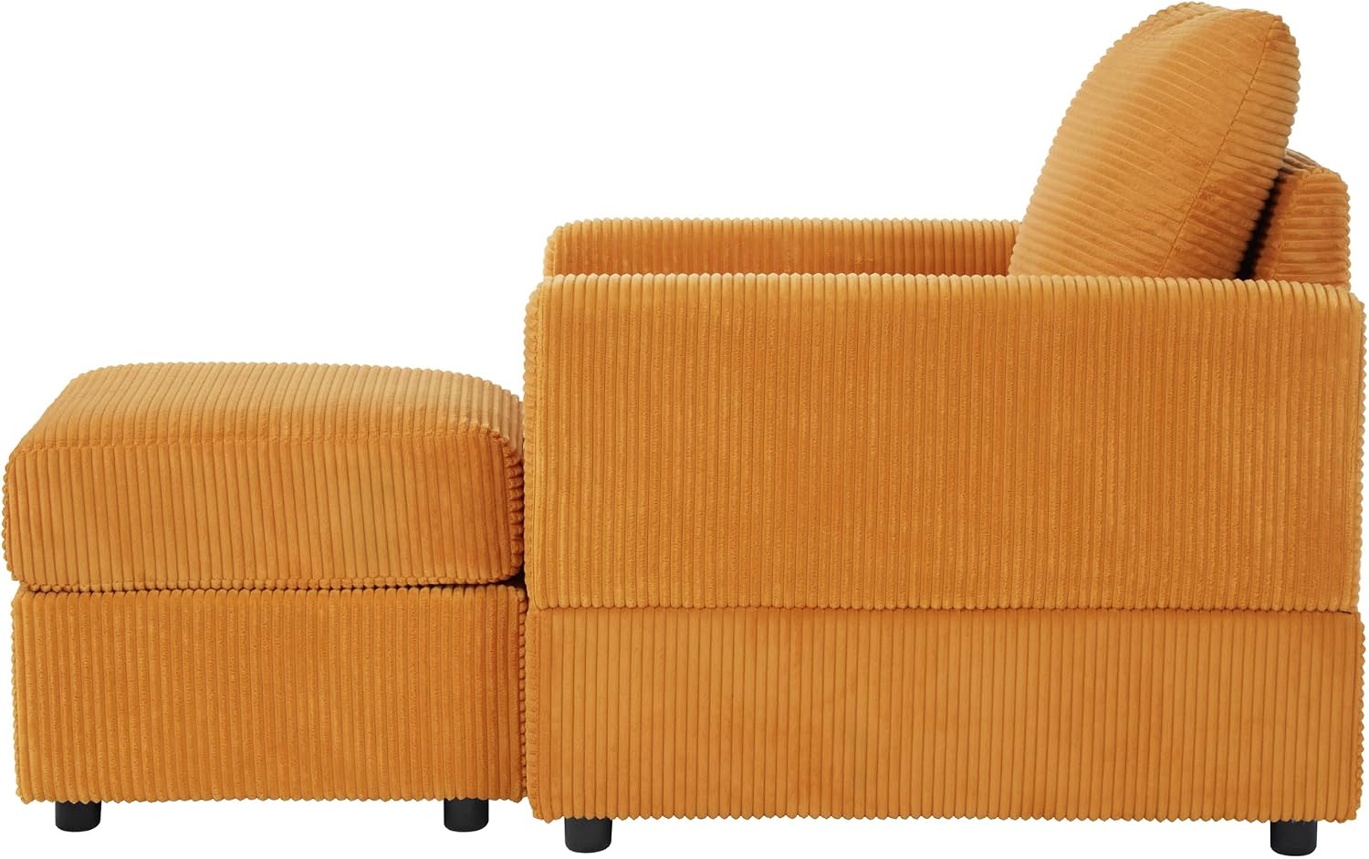 Ball & Cast 57' Classic Corduroy Chaise Lounge Chair,Comfy Sofa Chaise Couch Sleeper Chair,Upholstered Accent Chair W/Ottoman,Leisure Sofa Recliner Reading Chair for Living Room,Bedroom,Office,Yellow