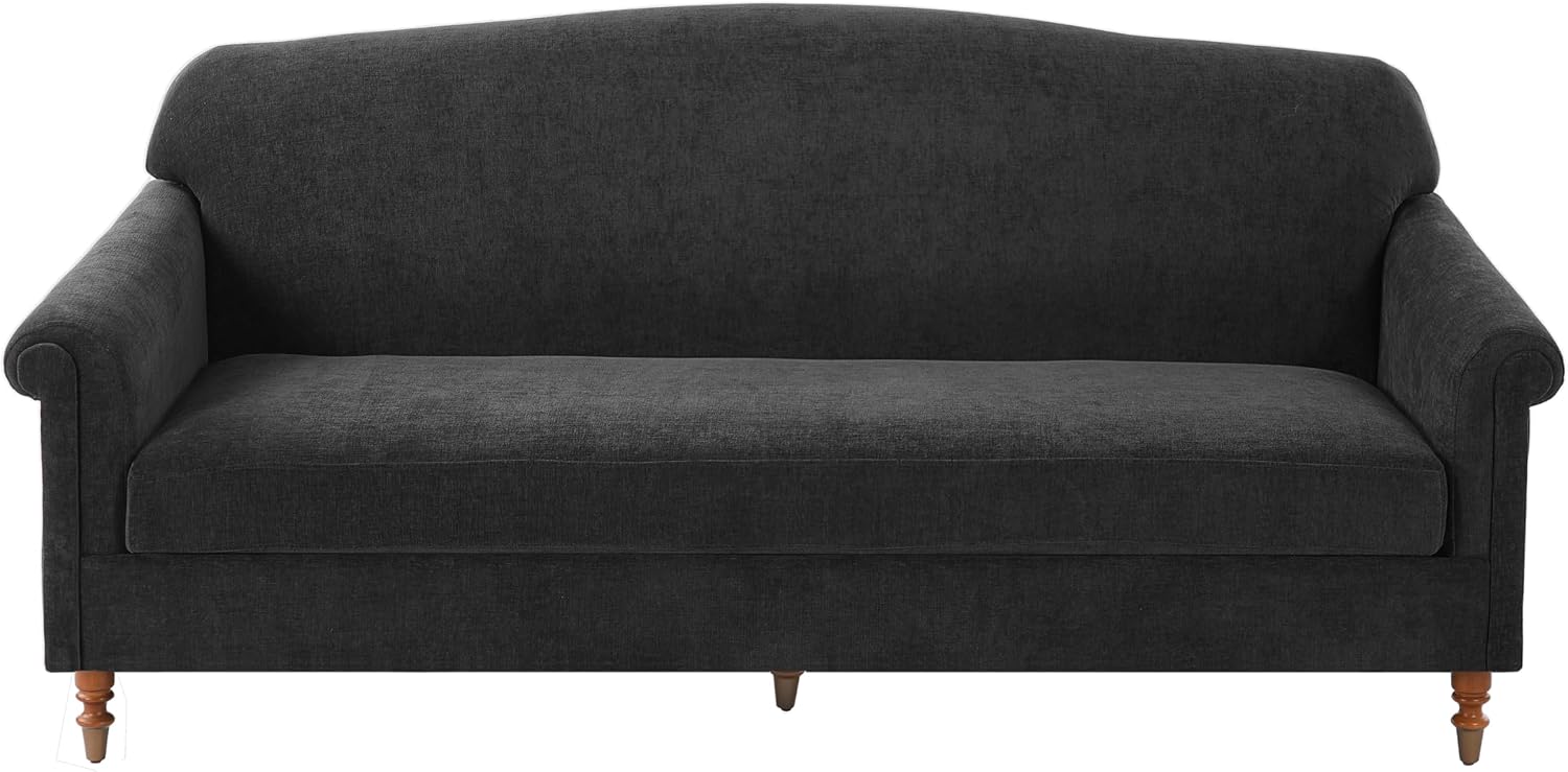 Christopher Knight Home Sola 77.5'' Modern Chenille Upholstered Loveseat Sofa with Rolled Armrest and Rubberwood Frame, 2-Seater Home Sofa Living Room, Comfy Couch for Hotel/Apartment, Dark Grey