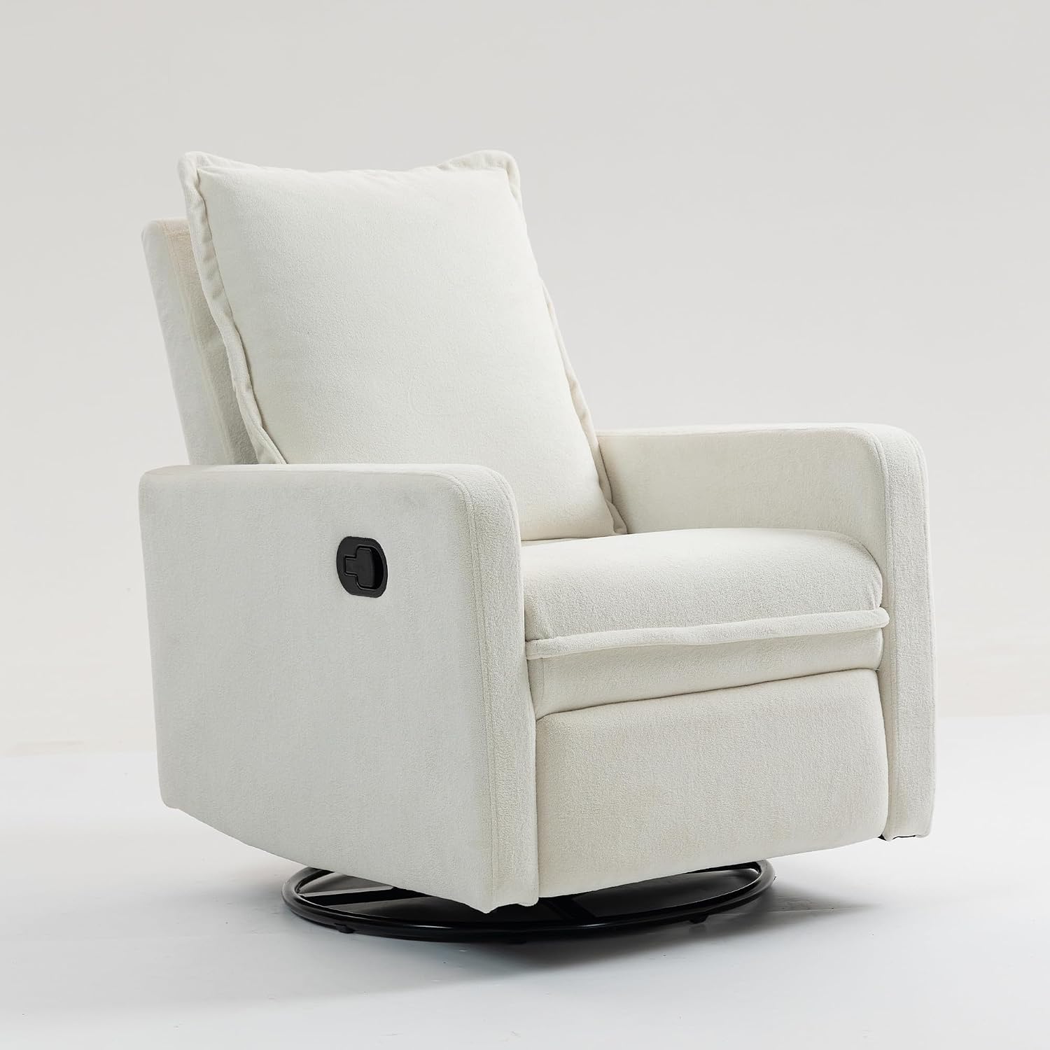 ERYE Modern Manual Reclining Chair Lovely Swivel Glider Rocker Chair for Living Room Bedroom Studio, Manual Recliner Armchair 360° Swivel Boucle Upholstered Nursery Armchair