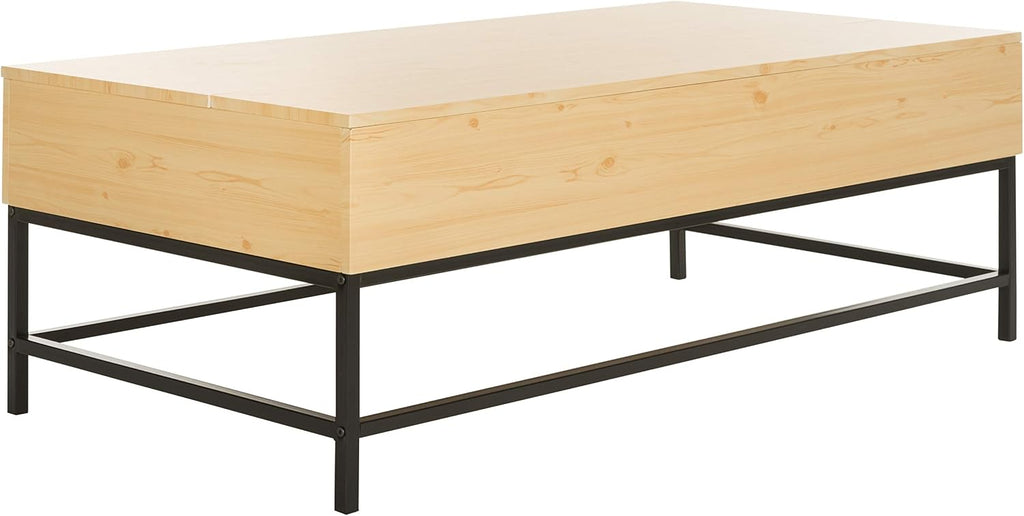 Safavieh Home Gina Light Oak and Black Lift-Top Storage Coffee Table