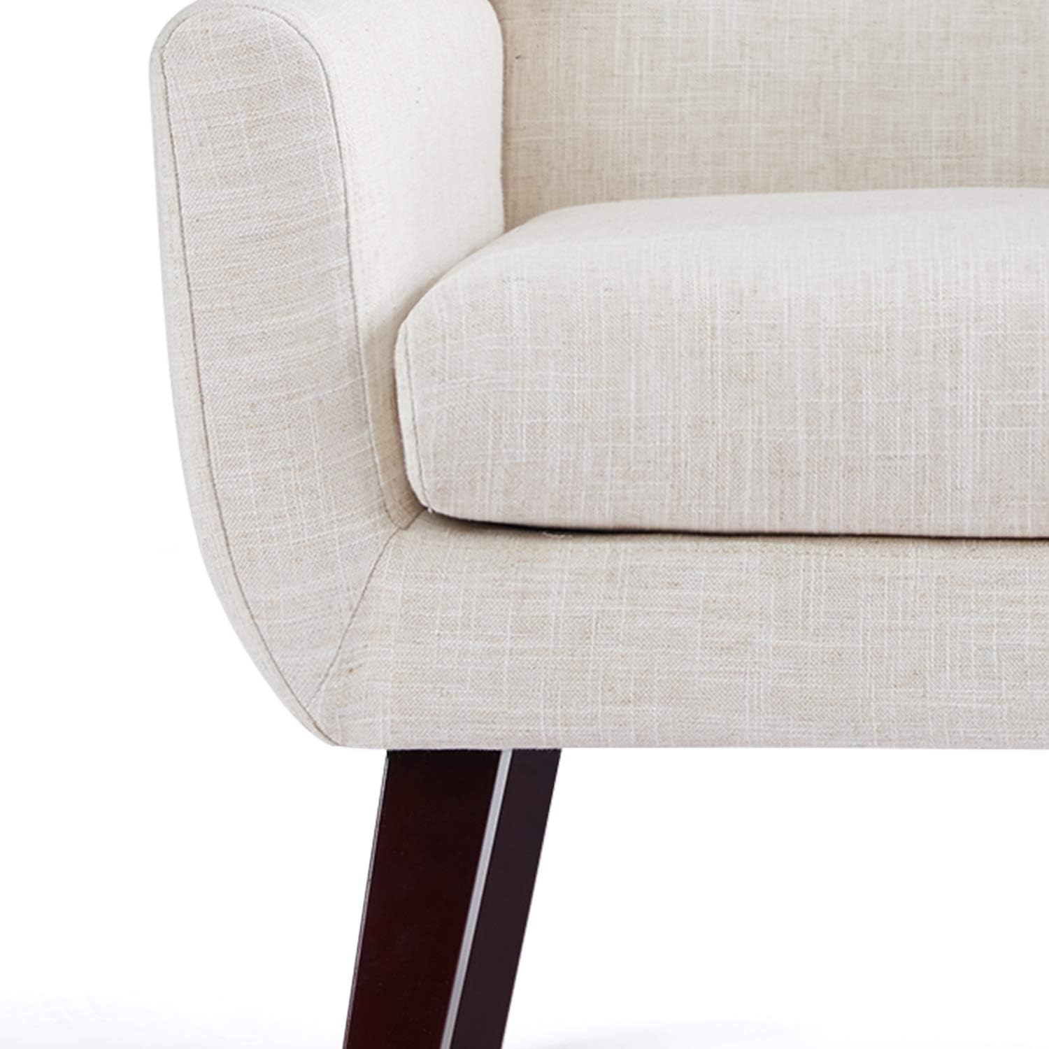 HUIMO Accent Chairs Set of 4, Upholstered Button Tufted Armchair, Linen Fabric Sofa Chairs for Bedroom, Living Room, Mid Century Modern Comfy Reading Chair (4, Beige)