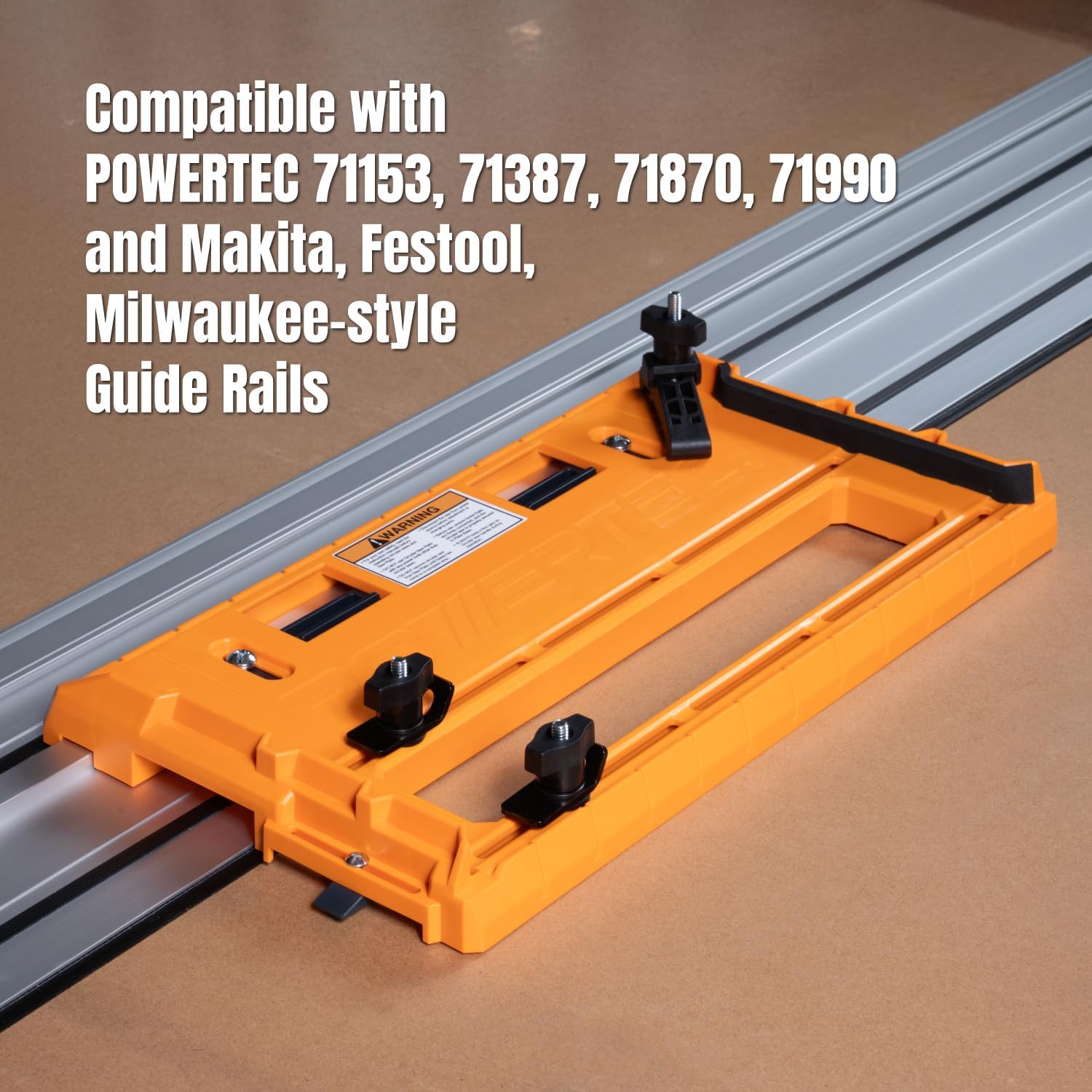 POWERTEC 72388 Circular Saw Track Plate with 24, 36, 50 Inch Straight Edge Clamps, Tool-Free Mounting System, Adjustable Fence for Fast and Accurate Cuts