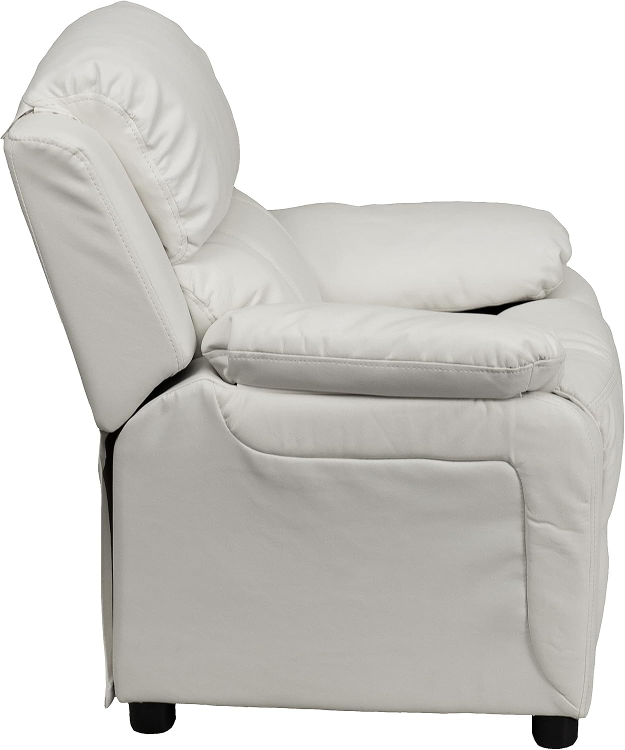 Flash Furniture Charlie Vinyl Kids Recliner with Flip-Up Storage Arms and Safety Recline, Contemporary Reclining Chair for Kids, Supports up to 90 lbs., White