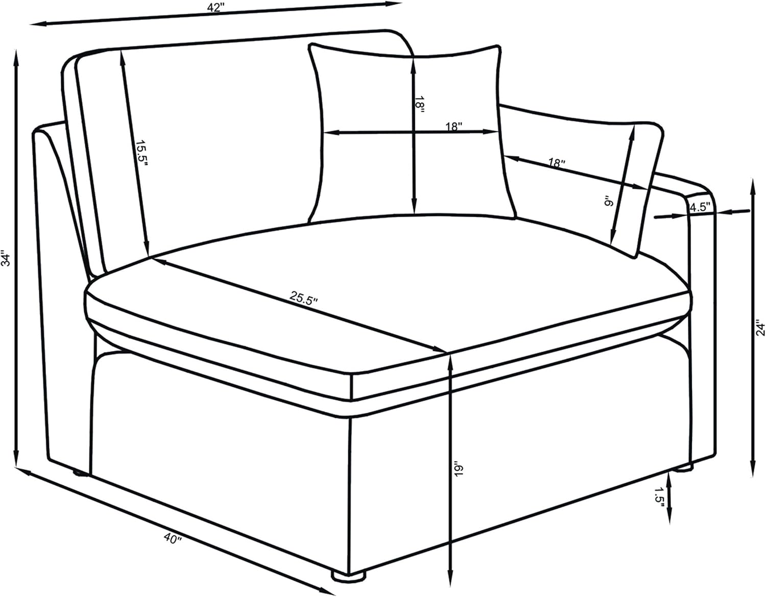 Coaster Home Furnishings - Hobson - 4-Piece Upholstered Modular Sectional Sofa with Accent Pillows and Sloped Track Armrests - Living Room - Ivory - 551451-SETB