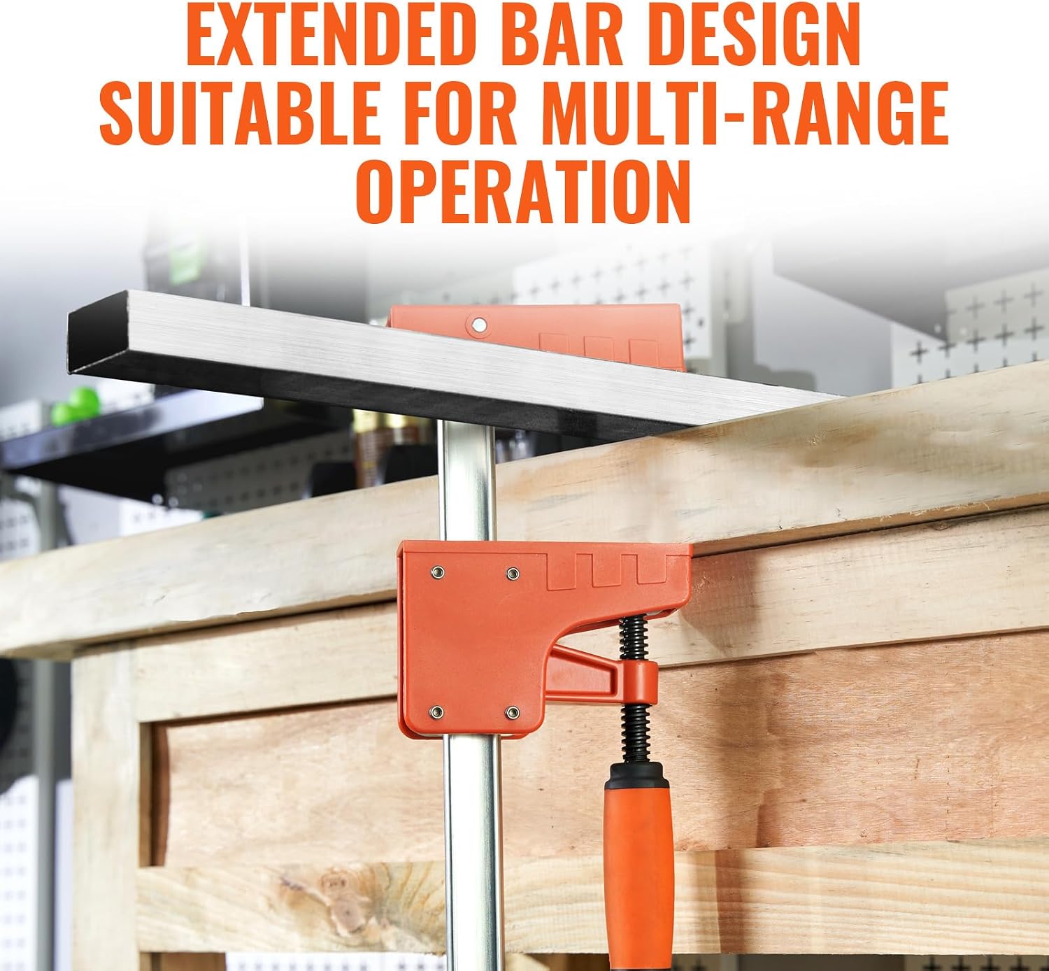 Happybuy Bar Clamps for Woodworking, 2-Pack 50' Parallel Clamp Set, F Clamp with 1100 lbs Load Limit, Even Pressure, High-strength Plastic and Carbon Steel, Wood clamps for Woodworking Metal Working