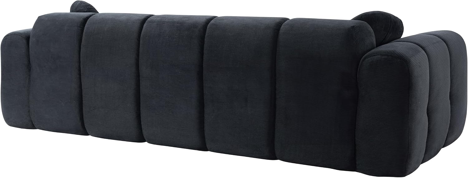 98.4-Inch Oversized Boneless Cloud Couches Deep Seat Foam Sofa Couch with 2 Round Toss Pillows, Luxury Corduroy Upholstered 3 Seat Tufted Loveseat, Cloud Sofa in a Box