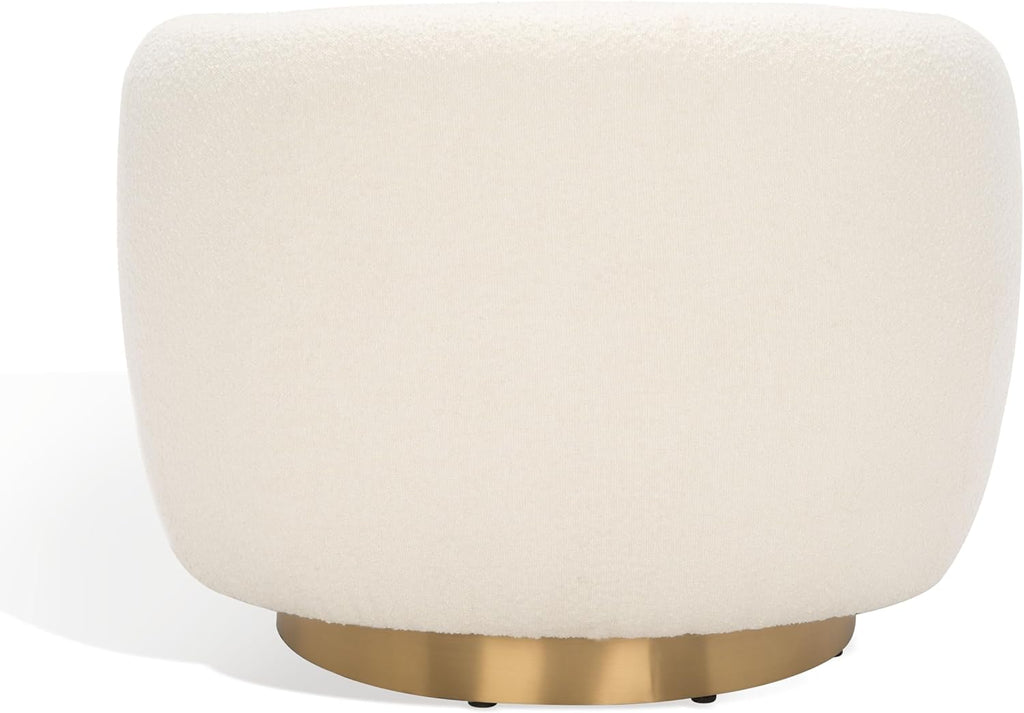 SAFAVIEH Couture Collection Bernard Ivory/Gold Boucle Swivel Accent Chair (Fully Assembled)