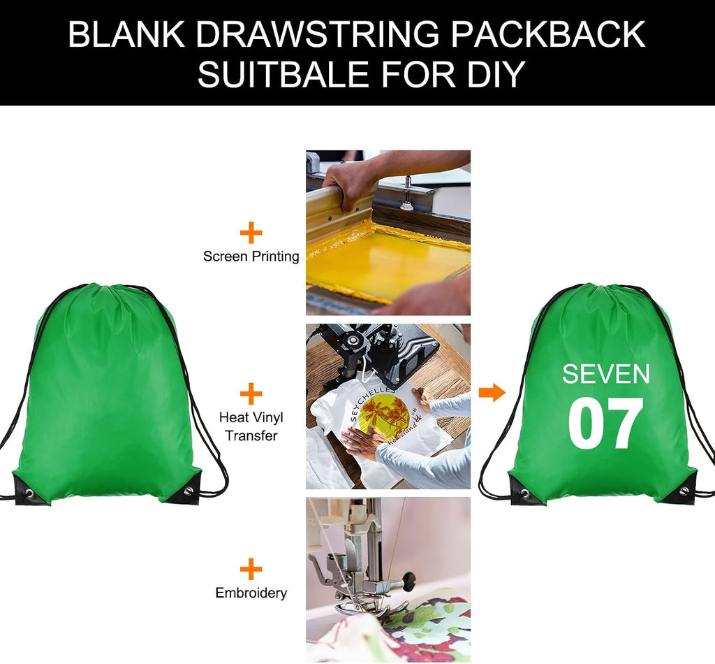PATIKIL Drawstring Backpack Bulk 100 Pack Draw String Bags 210D Polyester Gym Cinch Sack for Women Men Gym Sport Travel Party, Green (16.5' x 13.3')