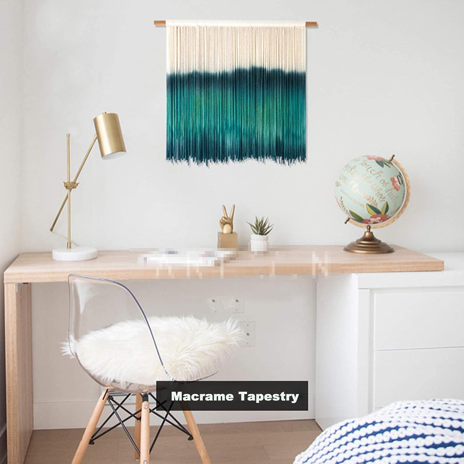 Handmade Macrame Wall Hanging Tapestry Dyeing Driftwood Decor,Handmake Dyed Macrame Tapestries Wall Art Woven Home Decoration (J 60x50cm)