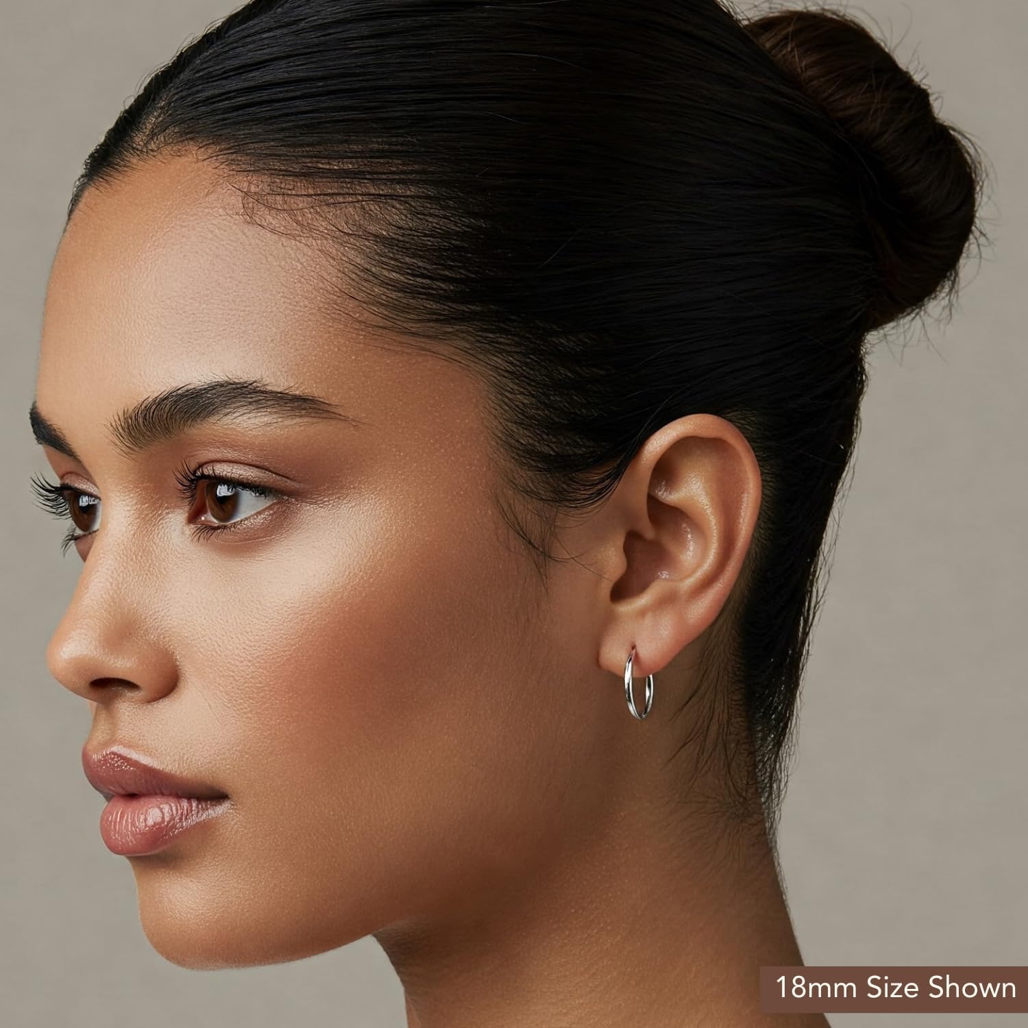 Classic 10K White Gold Hoop Earrings - Shiny Polished Plain Round Gold Hoops for Women and Men