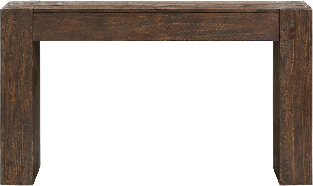 Alaterre Furniture Stockyard Solid Wood Console Table - 56 Inch Modern Farmhouse Entryway Table - Easy Assembly Living Room Furniture for Behind The Couch, Entryway, or Hallway (Brown)