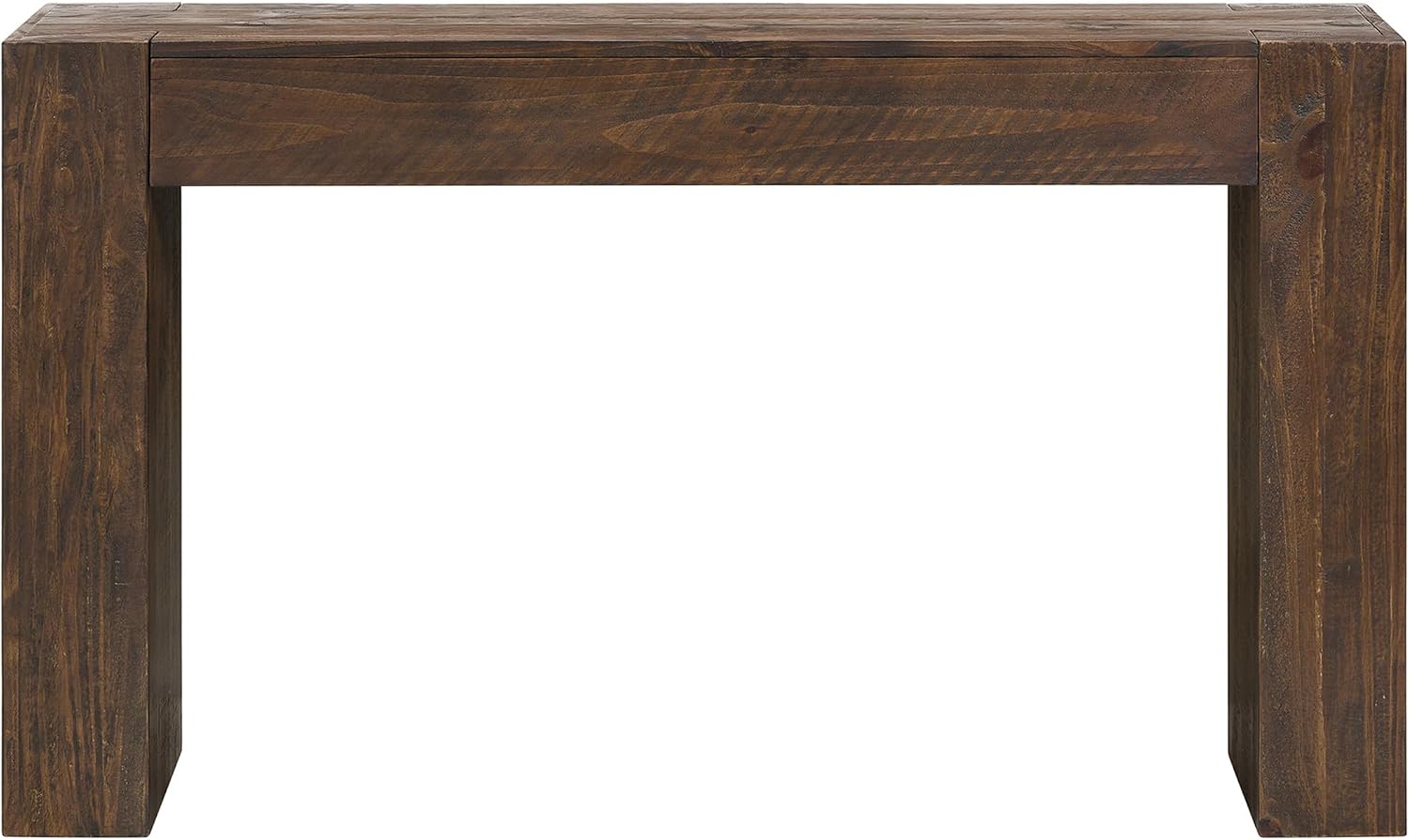 Alaterre Furniture Stockyard Solid Wood Console Table - 56 Inch Modern Farmhouse Entryway Table - Easy Assembly Living Room Furniture for Behind The Couch, Entryway, or Hallway (Brown)