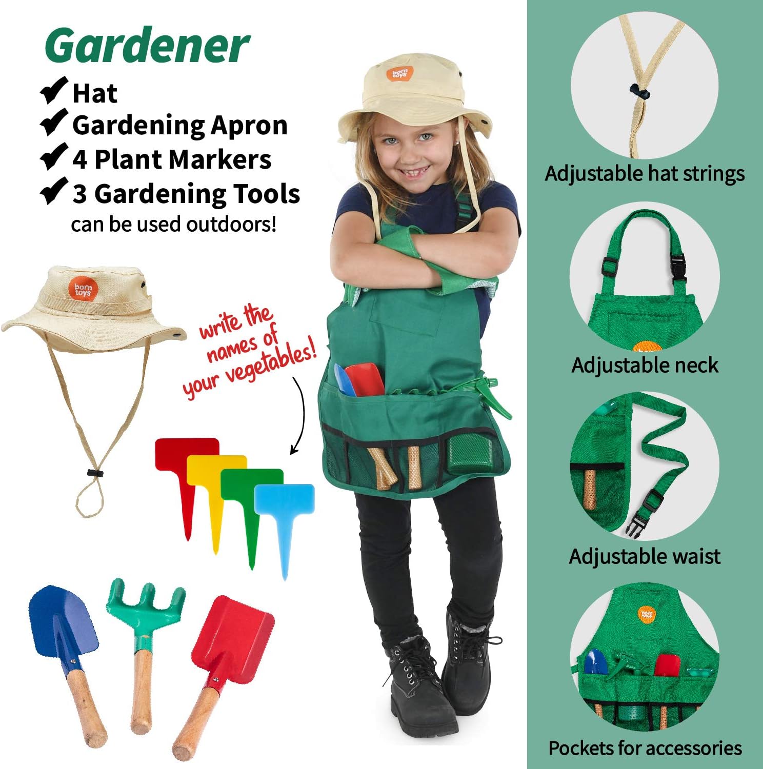 Born Toys 3-in-1 and 6-in-1 Kids' Dress Up & Pretend Play - Kids Costumes for Boys & Girls Ages 3-7 Washable Toddler Dress up Clothes w/Storage Box