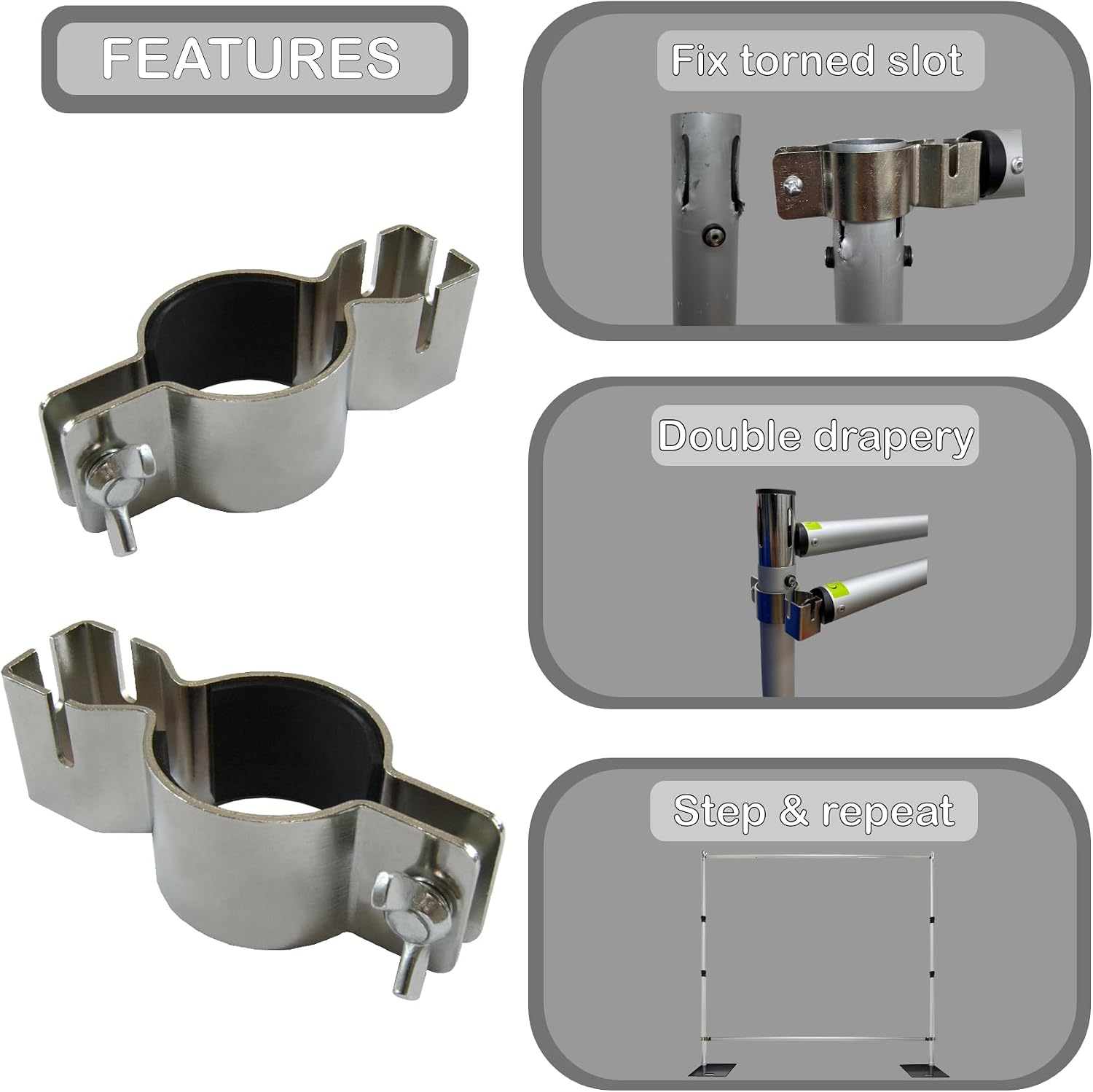 Pipe and Drape Backdrop Portable Photobooth Wedding Party Convention Tradeshow Kit Framework ONLY (ADJ Step & Repeat)