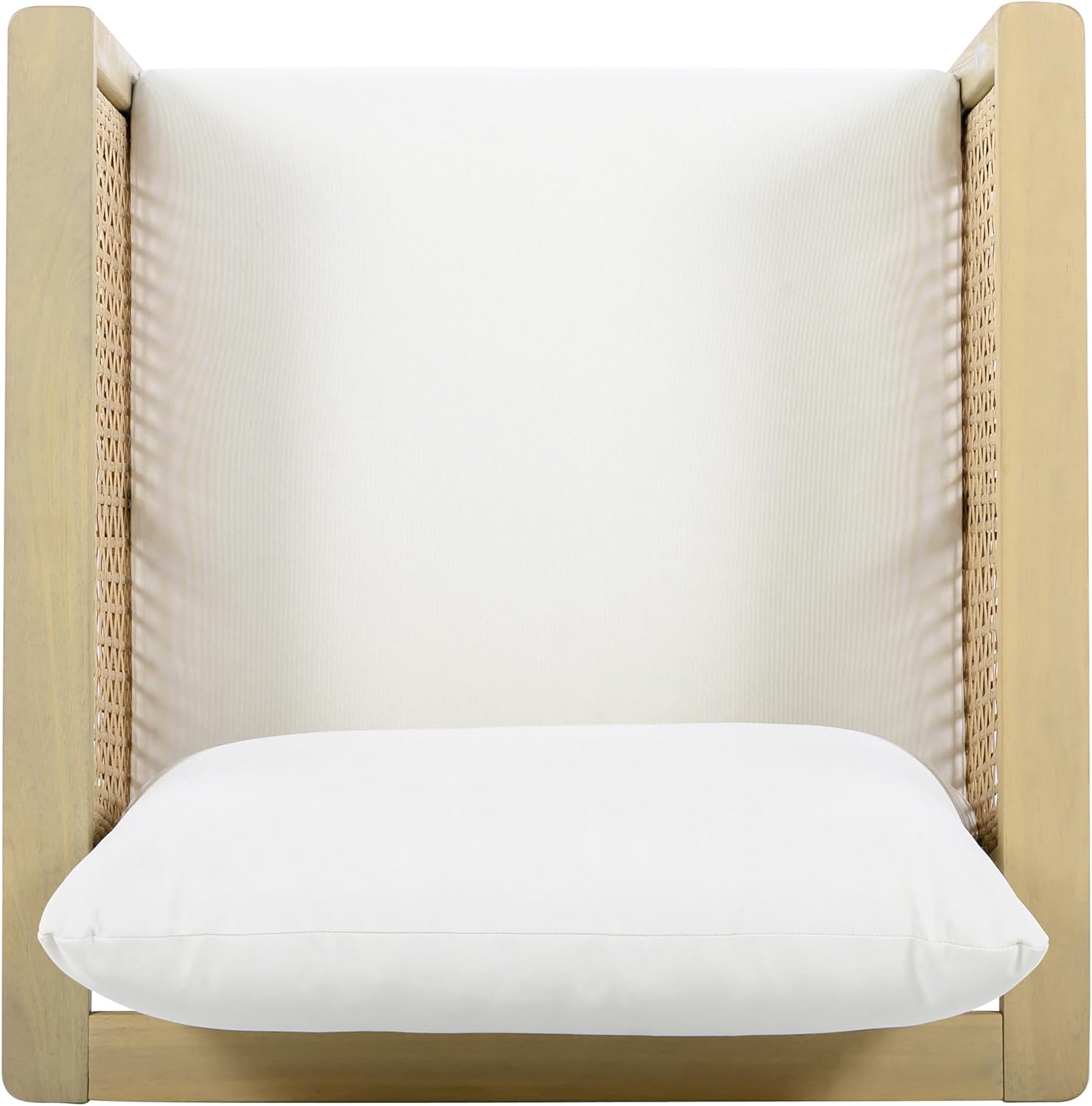 Christopher Knight Home Teras Acacia Wood Lounge Chair Outdoor Set of 2 with Removable Cushion, Solid Wood Patio Accent Chair with PE Wicker Accents, Patio Furniture Set Sofa Chair, Light Teak+Cream