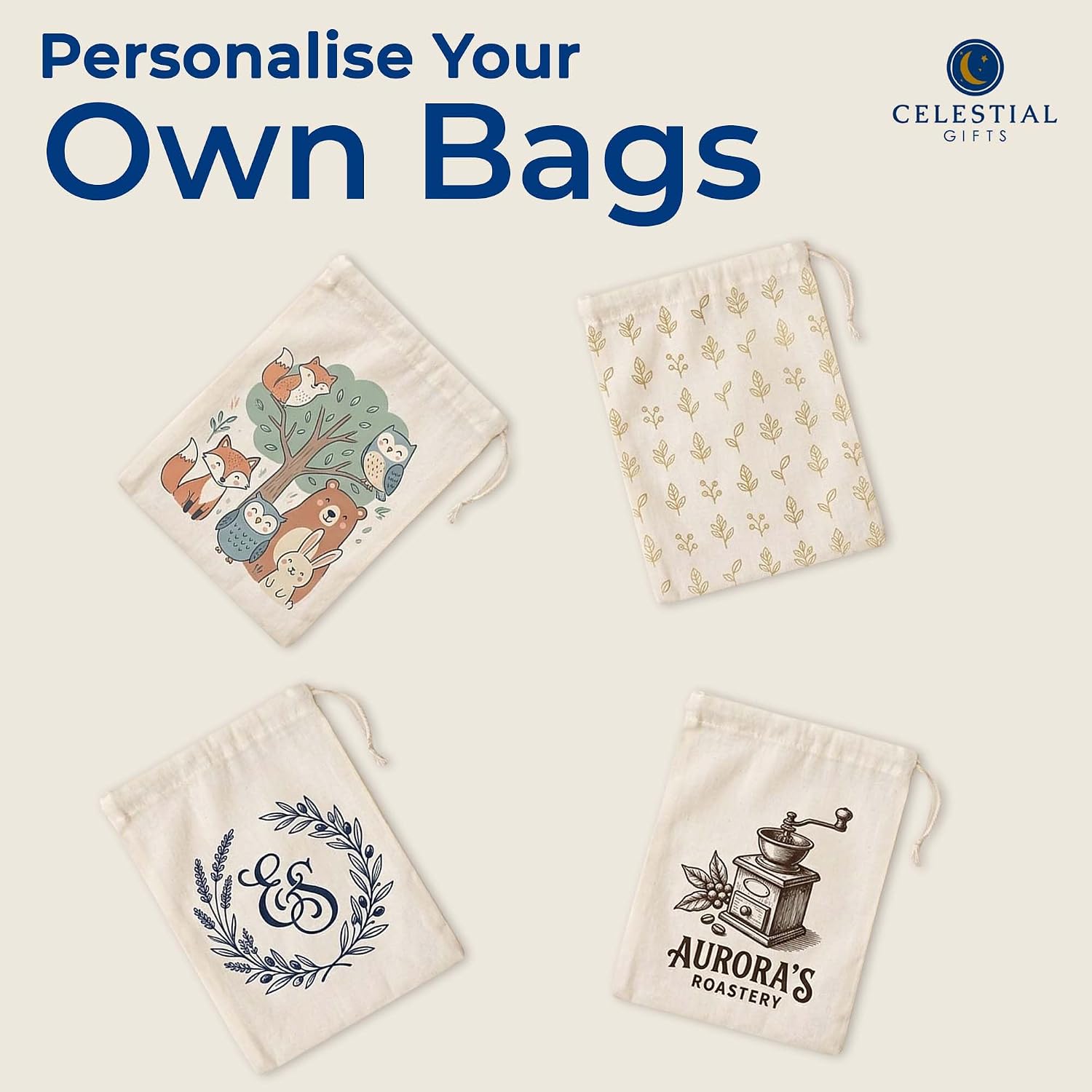 Celestial Gifts Muslin Bags 500pcs 5x7 inch, 100% Cotton Drawstring Bags for Party Favors, Parts, Cowboy Coffee and More- Made in USA (Natural Hem & Drawstring)