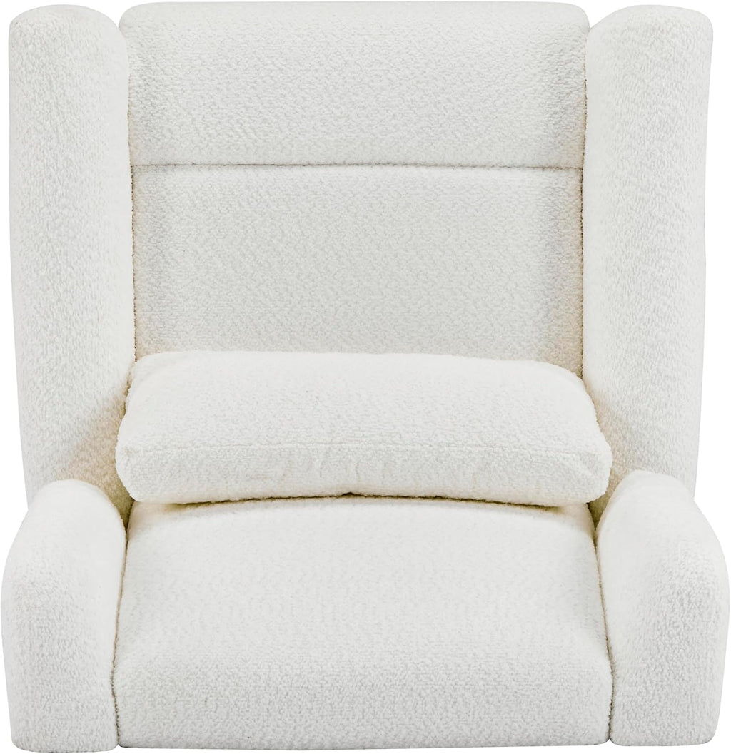 Christopher Knight Home Dolia Boucle Fabric Upholstered 360° Swivel Chair, Push-Back Power Recliner Chair, Iron Recliner Sofa with Rotation, Living Room Lounge Sofa, Adjustable Backrest, Beige+Gold