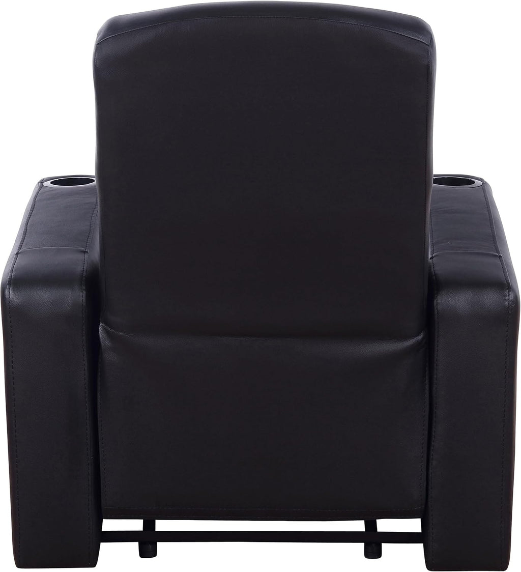 Coaster Home Furnishings - Cyrus - Wood - 7-Piece Upholstered Theater Seating with Cup Holders, Manual Recline and Hidden Storage - Living Room & Home Theater - Black - 600001-S5B