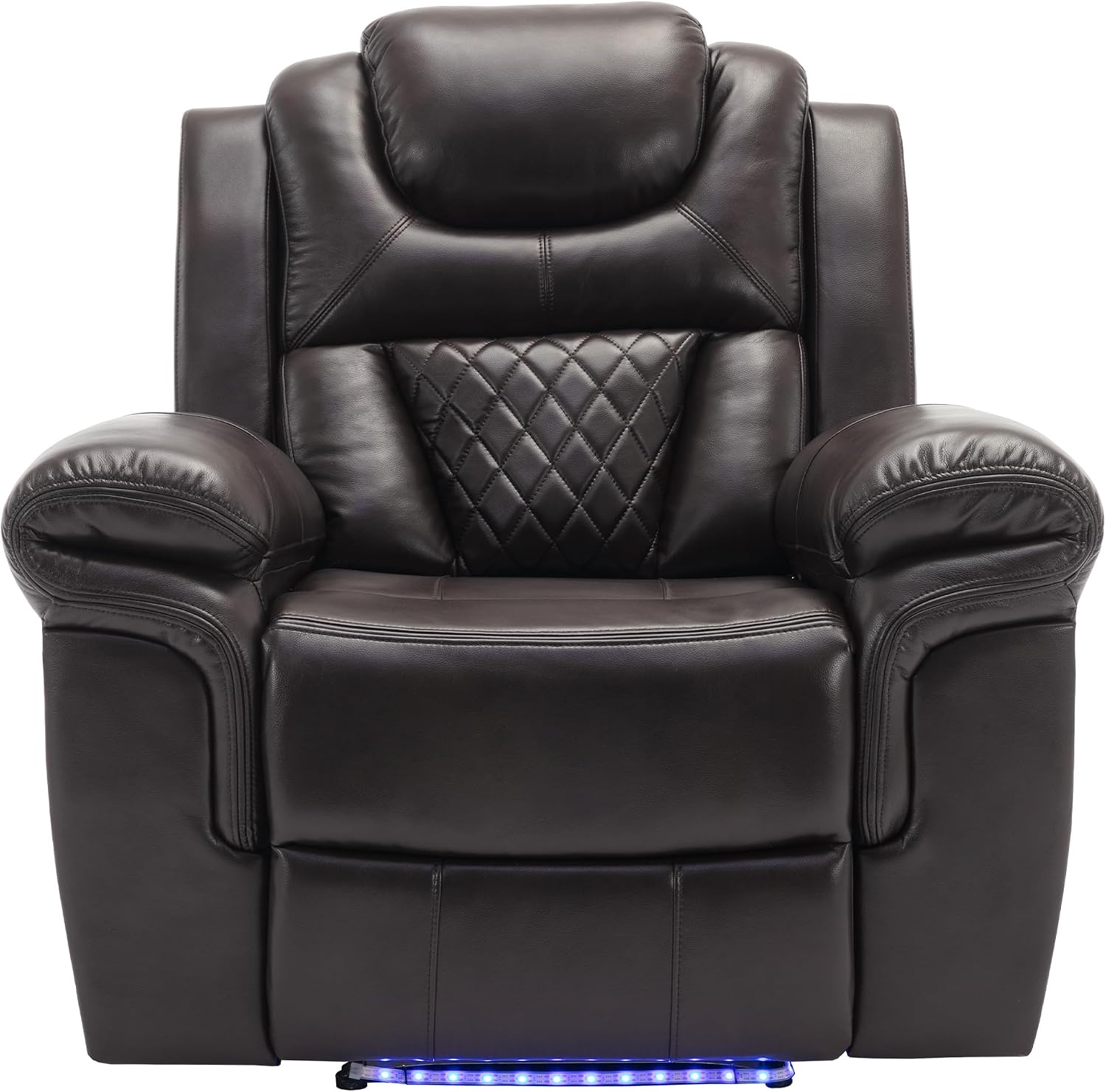 ERYE Manual Recliner Chair with LED Light Strip for Living Room, Bedroom, Manual Reclining Home Theater Seating Armchair, Faux Leather Tufted