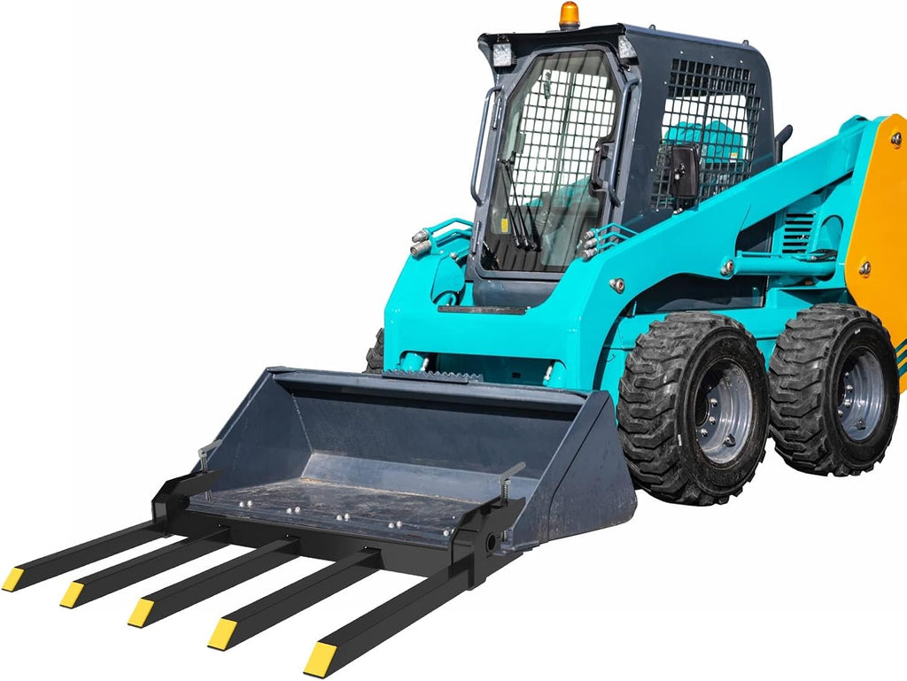 Clamp on Debris Forks to 48' Bucket, 2500 Lbs Capacity Heavy Duty Clamp on Pallet Forks Attachment for Skid Steer Tractor Loader, Lift Logs Lumber Hay Construction Materials