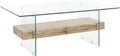 SAFAVIEH Home Collection – Kayley Rectangular Glass Coffee Table with Wood Shelf, Modern Open Frame Accent Table for Living Room (COF7004A)
