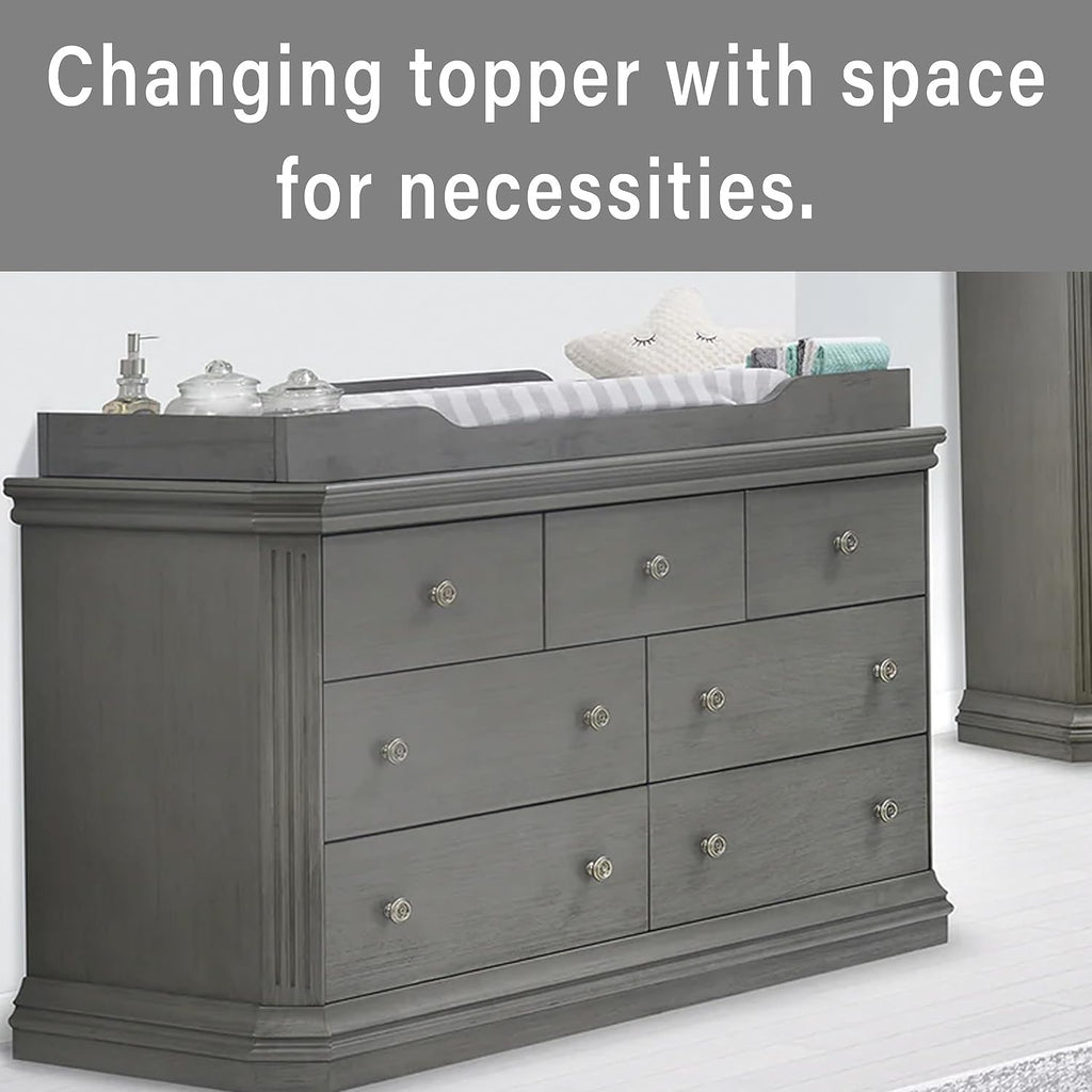 Sorelle Furniture Changing Table Topper for Dresser, Dressing and Diaper Changing Solution for Baby Dresser, Nursery Furniture-Stone Gray