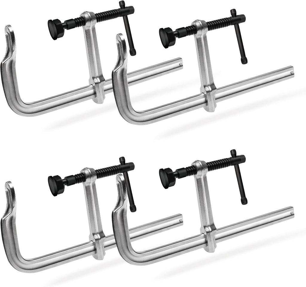 4-Pack 16-Inch Heavy-Duty F-Clamps for Welding, Woodworking & Metalworking–3450 Lbs Load Capacity, 4-3/4 Inch Throat Depth, All-Steel Construction